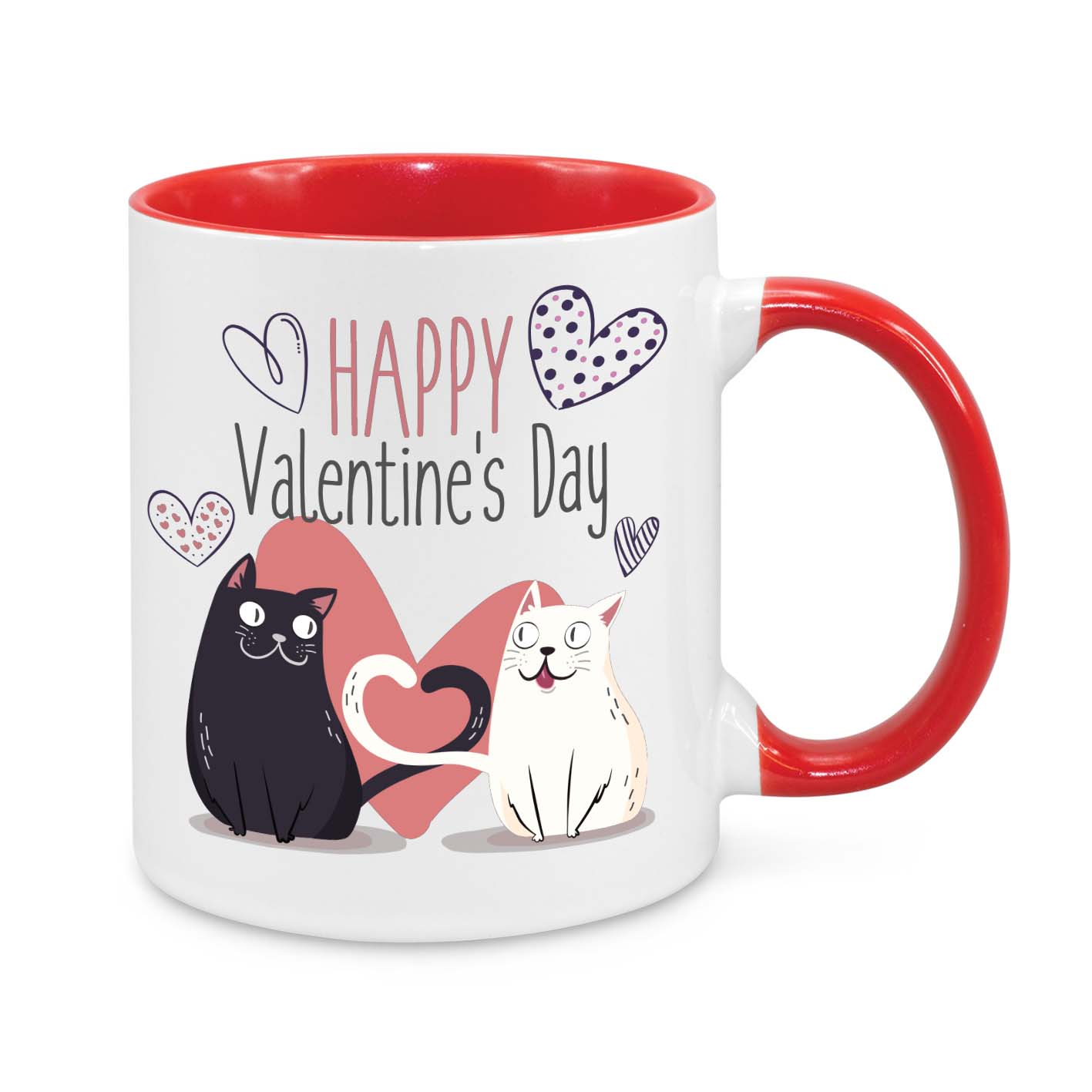 Happy Valentine’s Day Mug – Cute Cat Couple Coffee Cup – Romantic Gift for Cat Lovers