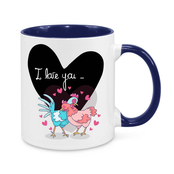 I Love You Mug – Cute Romantic Coffee Cup – Funny Chicken Couple Gift