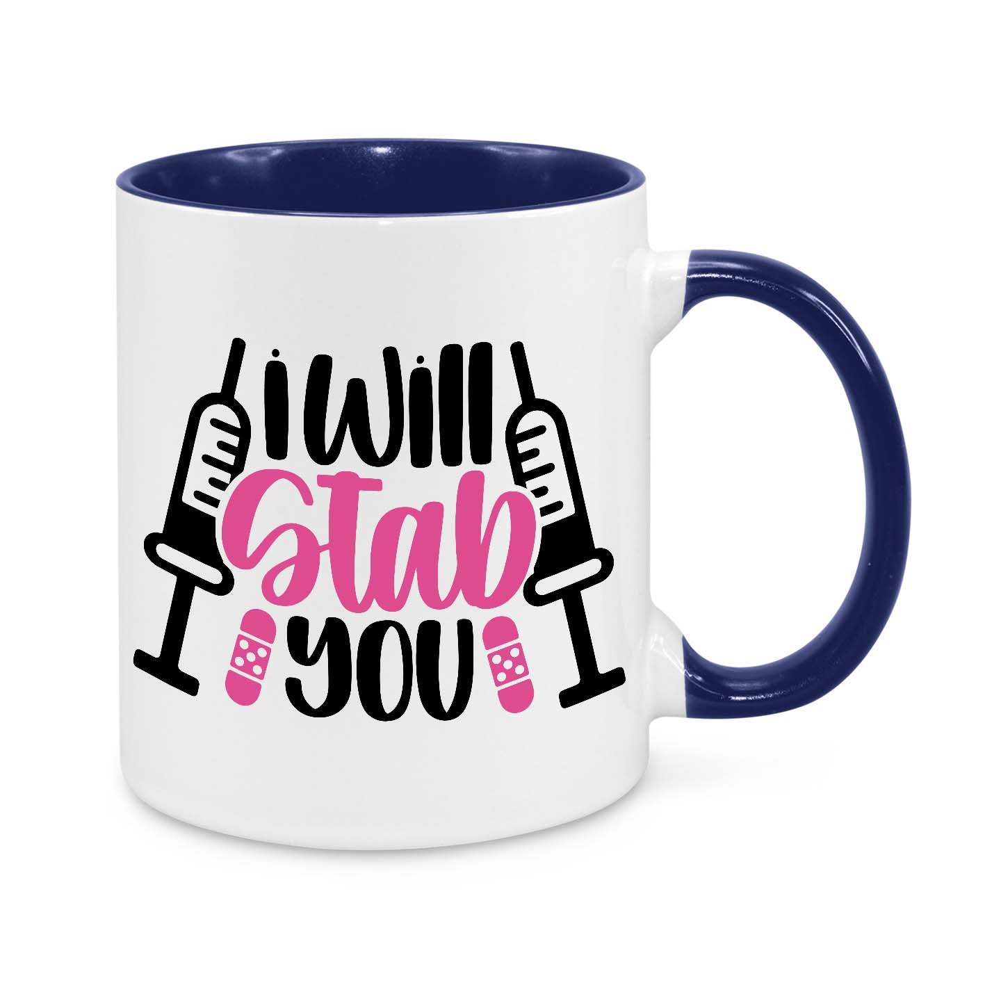 Funny Nurse Mug - 11oz Personalised Coffee Cup - I Will Stab You - Humorous Nurse Gift - Syringe Nurse Appreciation Mug - Novelty Healthcare Worker Gift