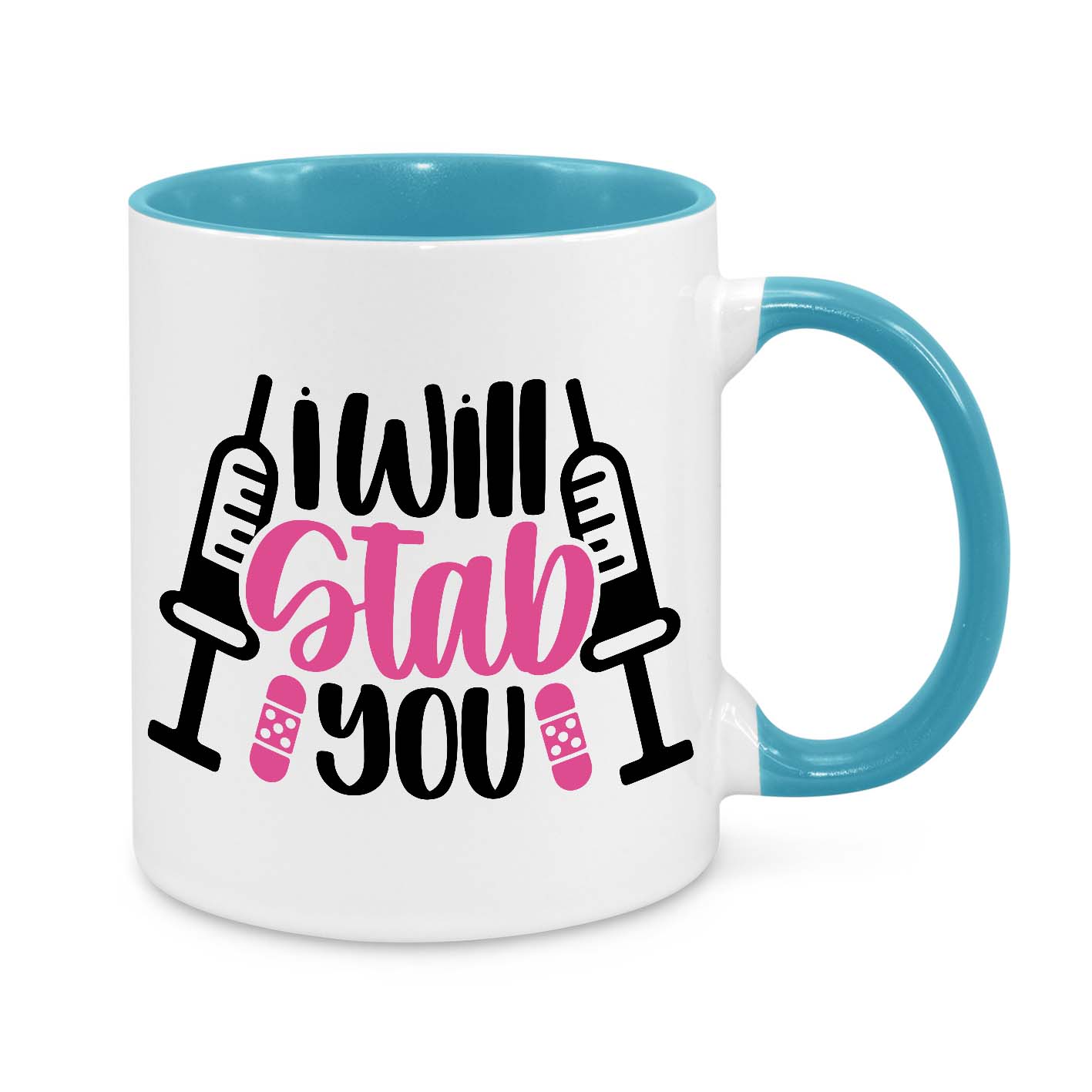 Funny Nurse Mug - 11oz Personalised Coffee Cup - I Will Stab You - Humorous Nurse Gift - Syringe Nurse Appreciation Mug - Novelty Healthcare Worker Gift