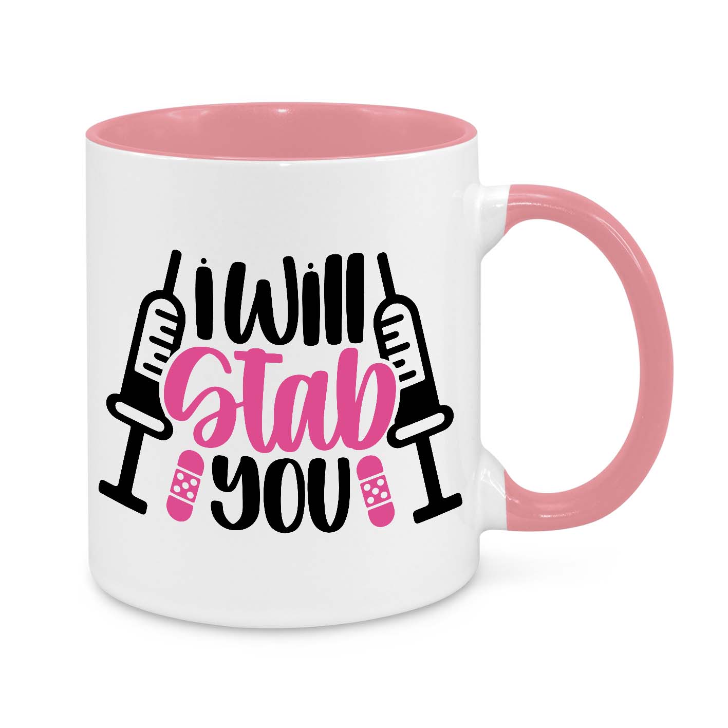 Funny Nurse Mug - 11oz Personalised Coffee Cup - I Will Stab You - Humorous Nurse Gift - Syringe Nurse Appreciation Mug - Novelty Healthcare Worker Gift