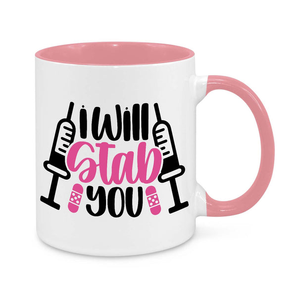 Funny Nurse Mug - 11oz Personalised Coffee Cup - I Will Stab You - Humorous Nurse Gift - Syringe Nurse Appreciation Mug - Novelty Healthcare Worker Gift