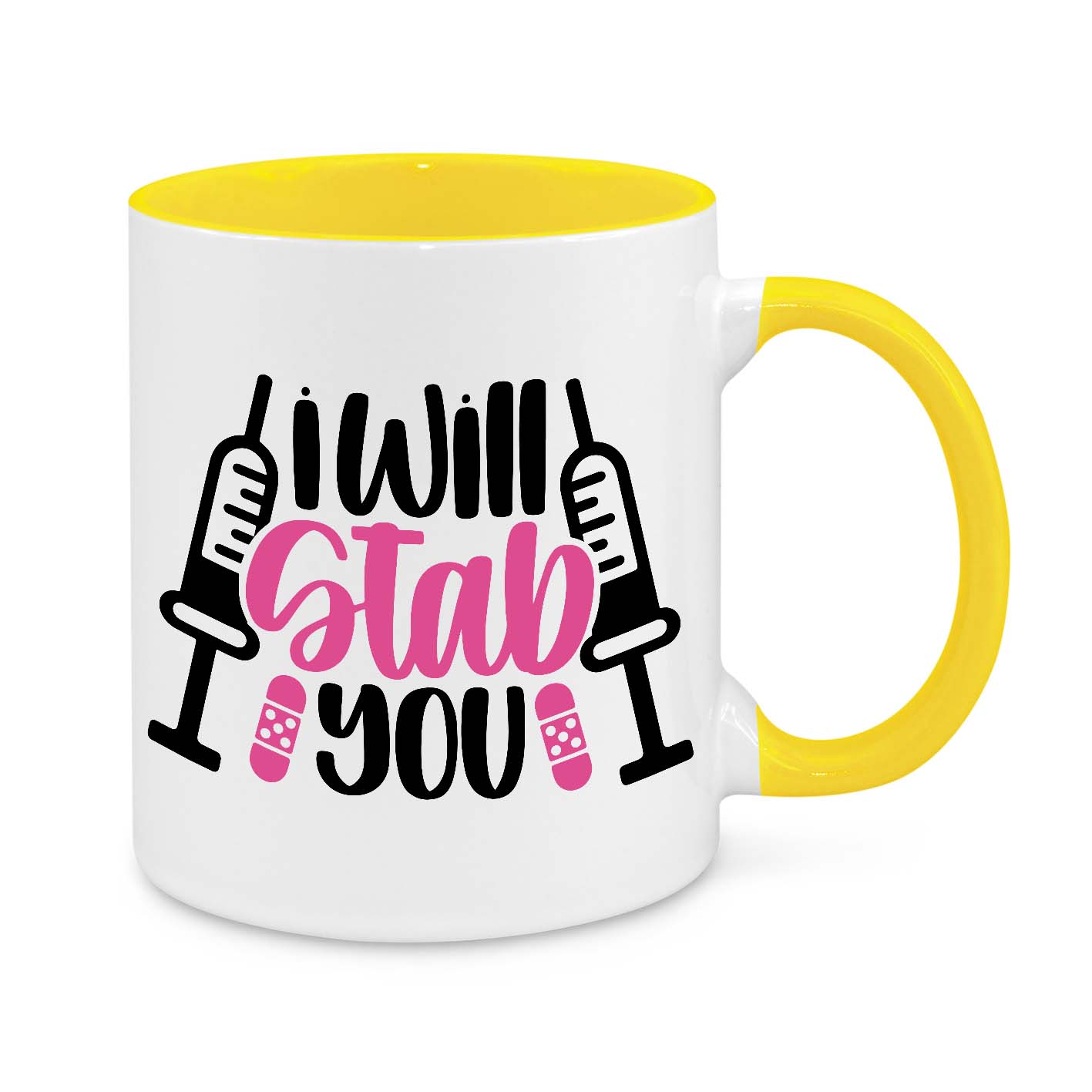 Funny Nurse Mug - 11oz Personalised Coffee Cup - I Will Stab You - Humorous Nurse Gift - Syringe Nurse Appreciation Mug - Novelty Healthcare Worker Gift