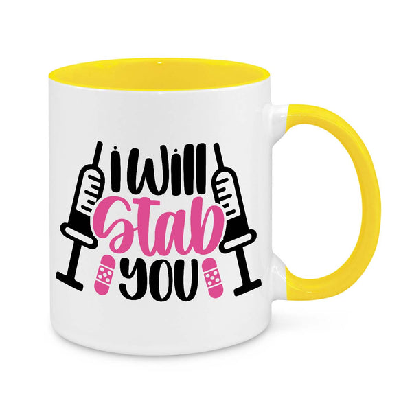 Funny Nurse Mug - 11oz Personalised Coffee Cup - I Will Stab You - Humorous Nurse Gift - Syringe Nurse Appreciation Mug - Novelty Healthcare Worker Gift