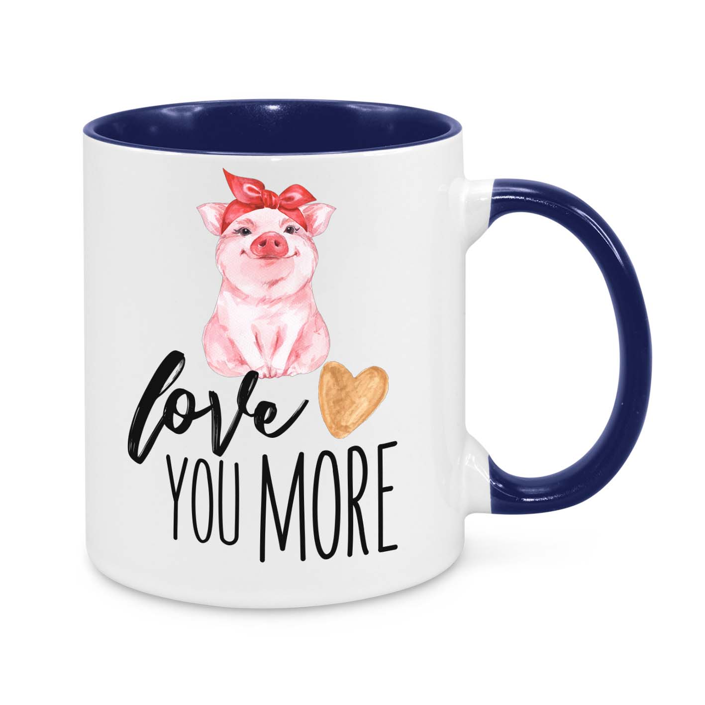 Love You More Mug β Cute Pig Coffee Cup β Romantic Gift for Her or Him