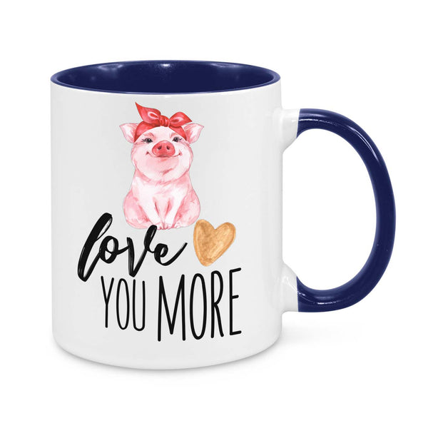 Love You More Mug β Cute Pig Coffee Cup β Romantic Gift for Her or Him