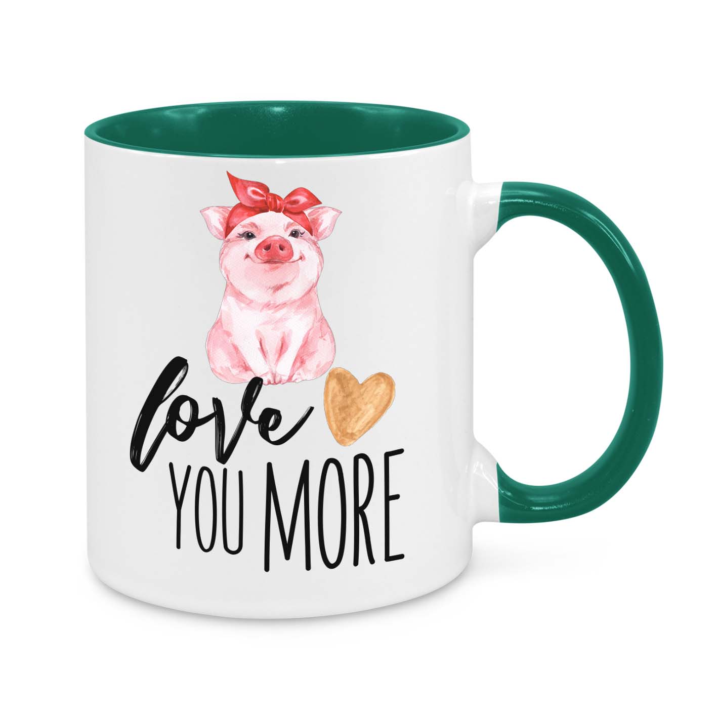 Love You More Mug β Cute Pig Coffee Cup β Romantic Gift for Her or Him