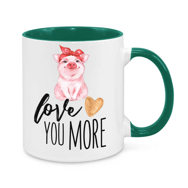 Love You More Mug β Cute Pig Coffee Cup β Romantic Gift for Her or Him