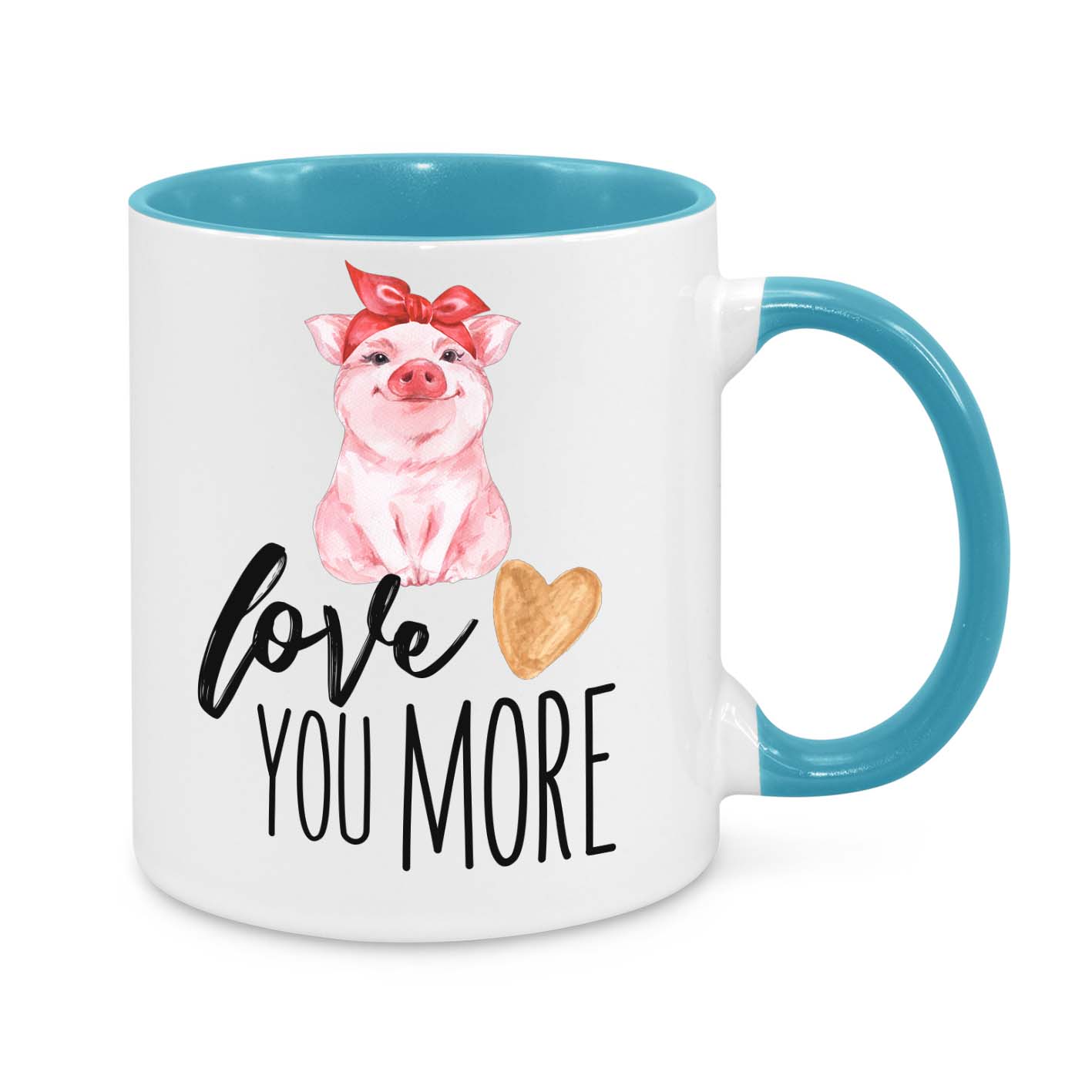 Love You More Mug β Cute Pig Coffee Cup β Romantic Gift for Her or Him