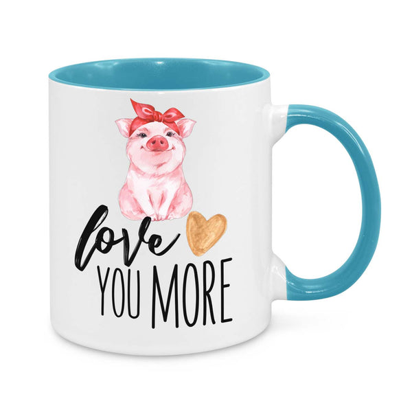 Love You More Mug β Cute Pig Coffee Cup β Romantic Gift for Her or Him