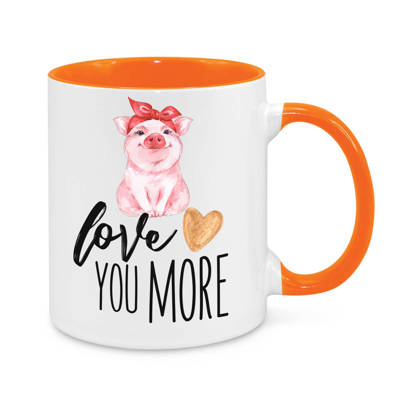 Love You More Mug β Cute Pig Coffee Cup β Romantic Gift for Her or Him