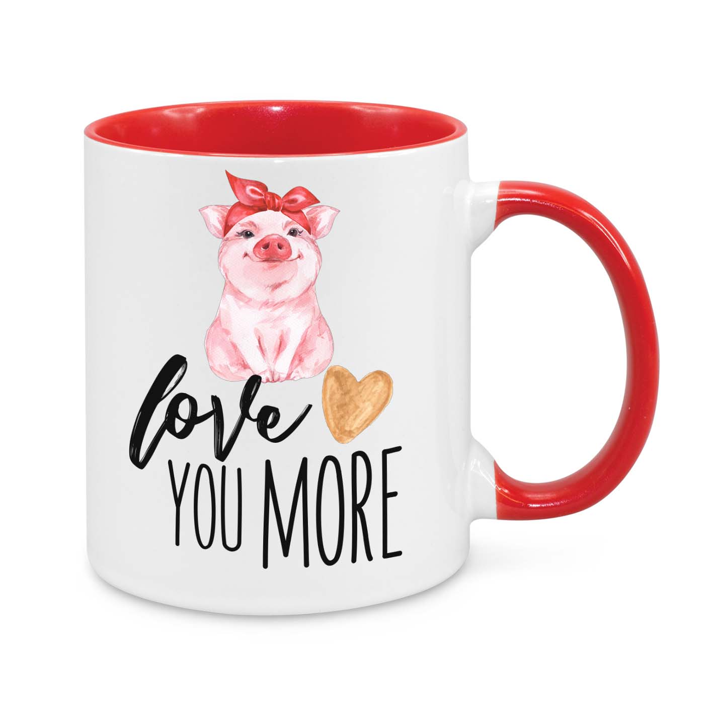 Love You More Mug β Cute Pig Coffee Cup β Romantic Gift for Her or Him