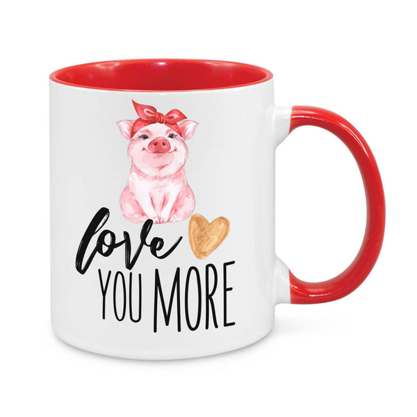 Love You More Mug β Cute Pig Coffee Cup β Romantic Gift for Her or Him