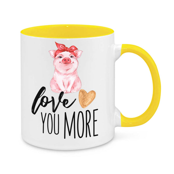 Love You More Mug β Cute Pig Coffee Cup β Romantic Gift for Her or Him