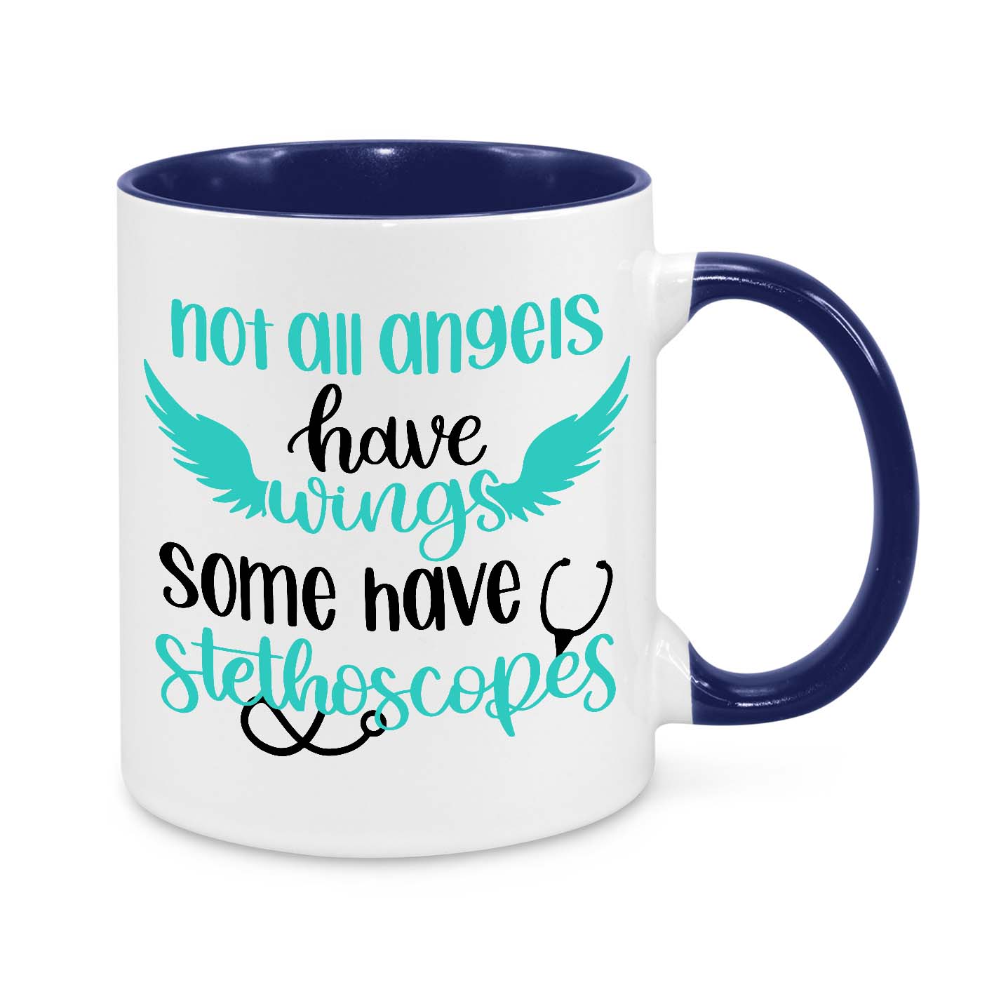 Nurse Appreciation Mug - 11oz Personalised Gift - Not All Angels Have Wings Some Have Stethoscopes - Novelty Nurse Coffee Cup - Gift for Nurses & Healthcare Workers