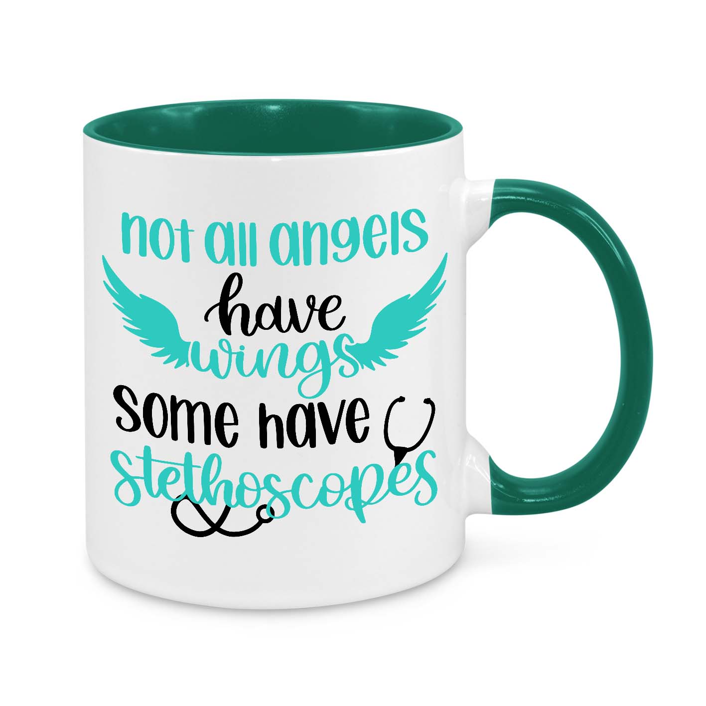 Nurse Appreciation Mug - 11oz Personalised Gift - Not All Angels Have Wings Some Have Stethoscopes - Novelty Nurse Coffee Cup - Gift for Nurses & Healthcare Workers