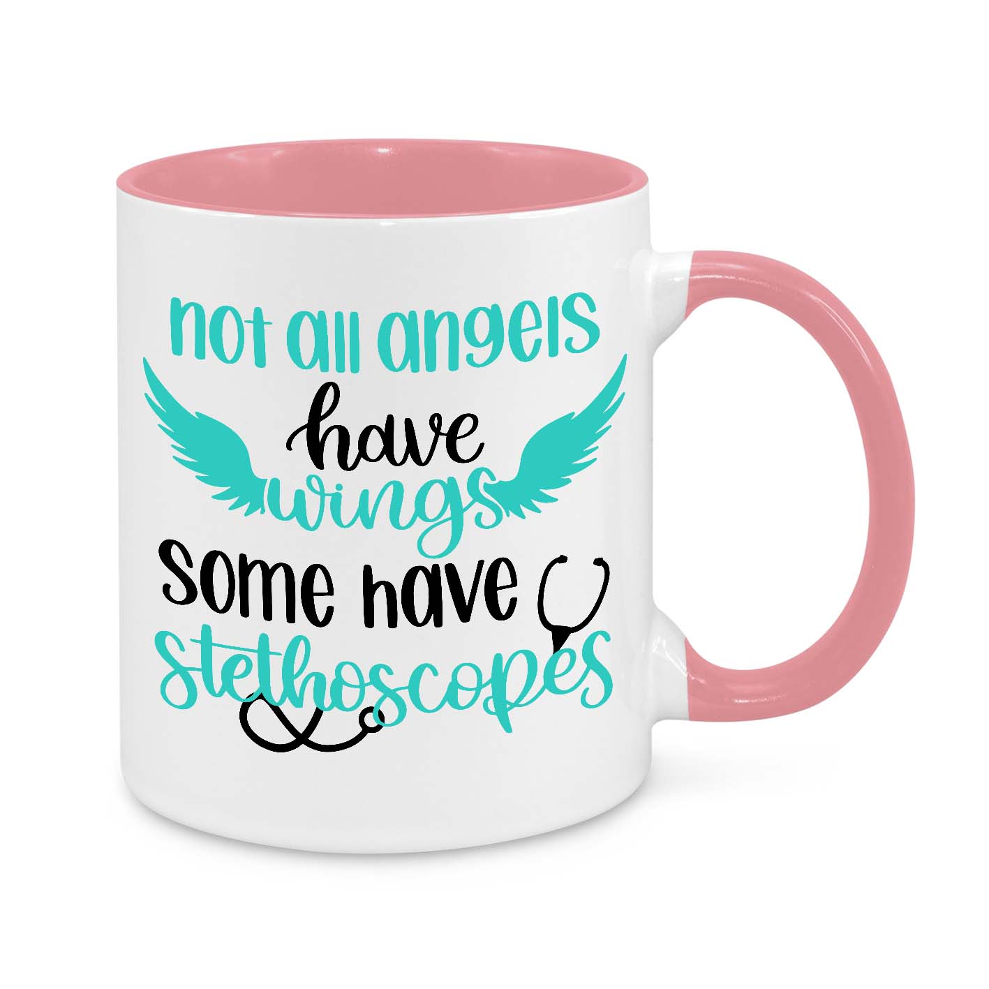 Nurse Appreciation Mug - 11oz Personalised Gift - Not All Angels Have Wings Some Have Stethoscopes - Novelty Nurse Coffee Cup - Gift for Nurses & Healthcare Workers