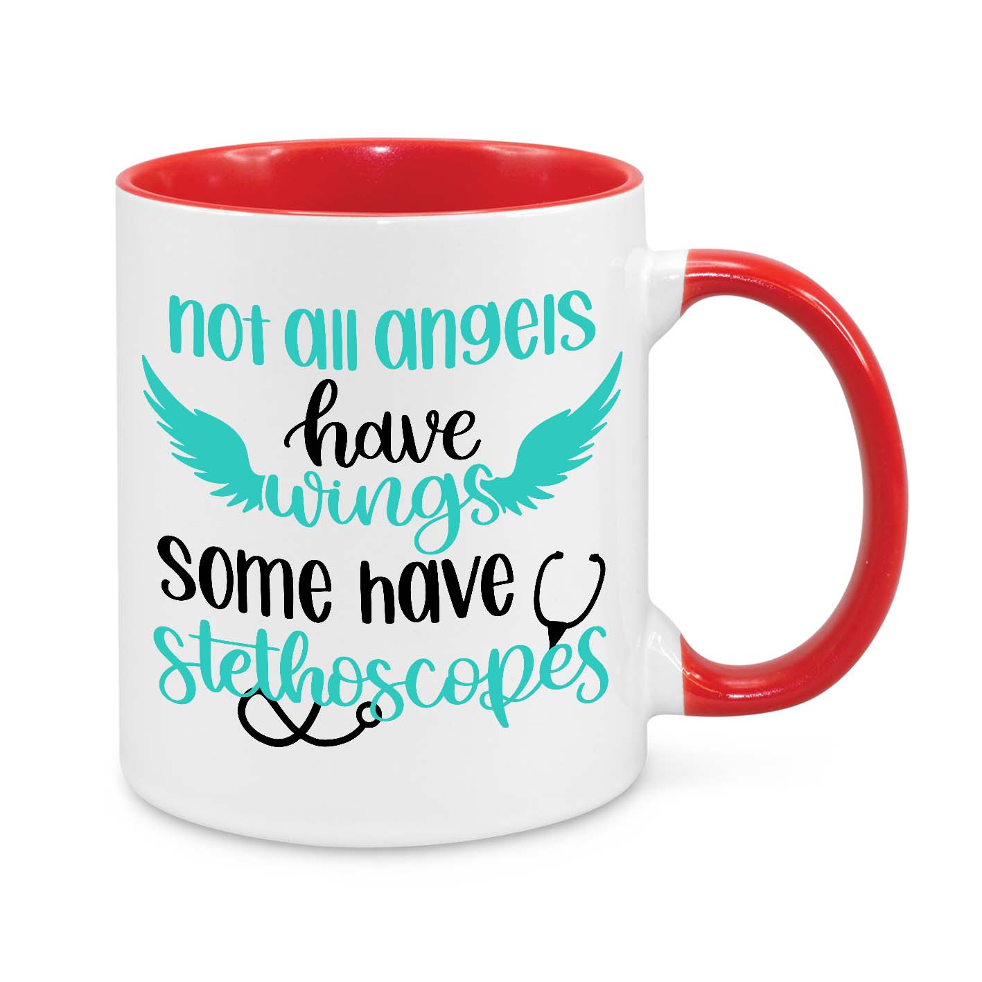 Nurse Appreciation Mug - 11oz Personalised Gift - Not All Angels Have Wings Some Have Stethoscopes - Novelty Nurse Coffee Cup - Gift for Nurses & Healthcare Workers