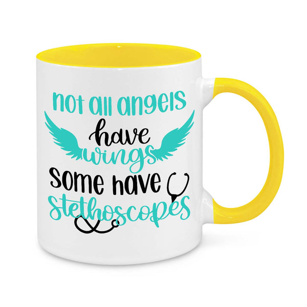 Nurse Appreciation Mug - 11oz Personalised Gift - Not All Angels Have Wings Some Have Stethoscopes - Novelty Nurse Coffee Cup - Gift for Nurses & Healthcare Workers