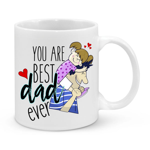 Best Dad Ever Coffee Mug – Thoughtful Father's Day Gift – Dad & Daughter Illustration