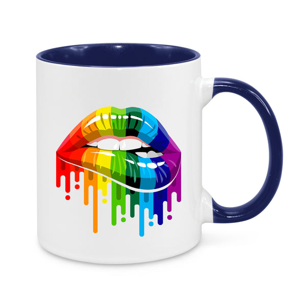 Rainbow Lips Mug – Vibrant LGBTQ+ Pride Coffee Cup – Colourful Drip Art Design
