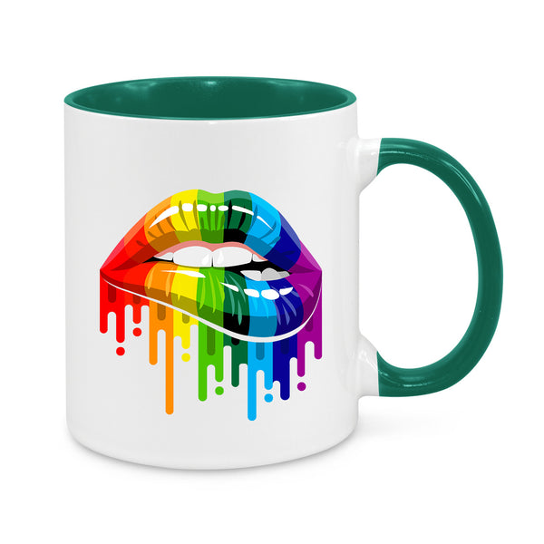 Rainbow Lips Mug – Vibrant LGBTQ+ Pride Coffee Cup – Colourful Drip Art Design