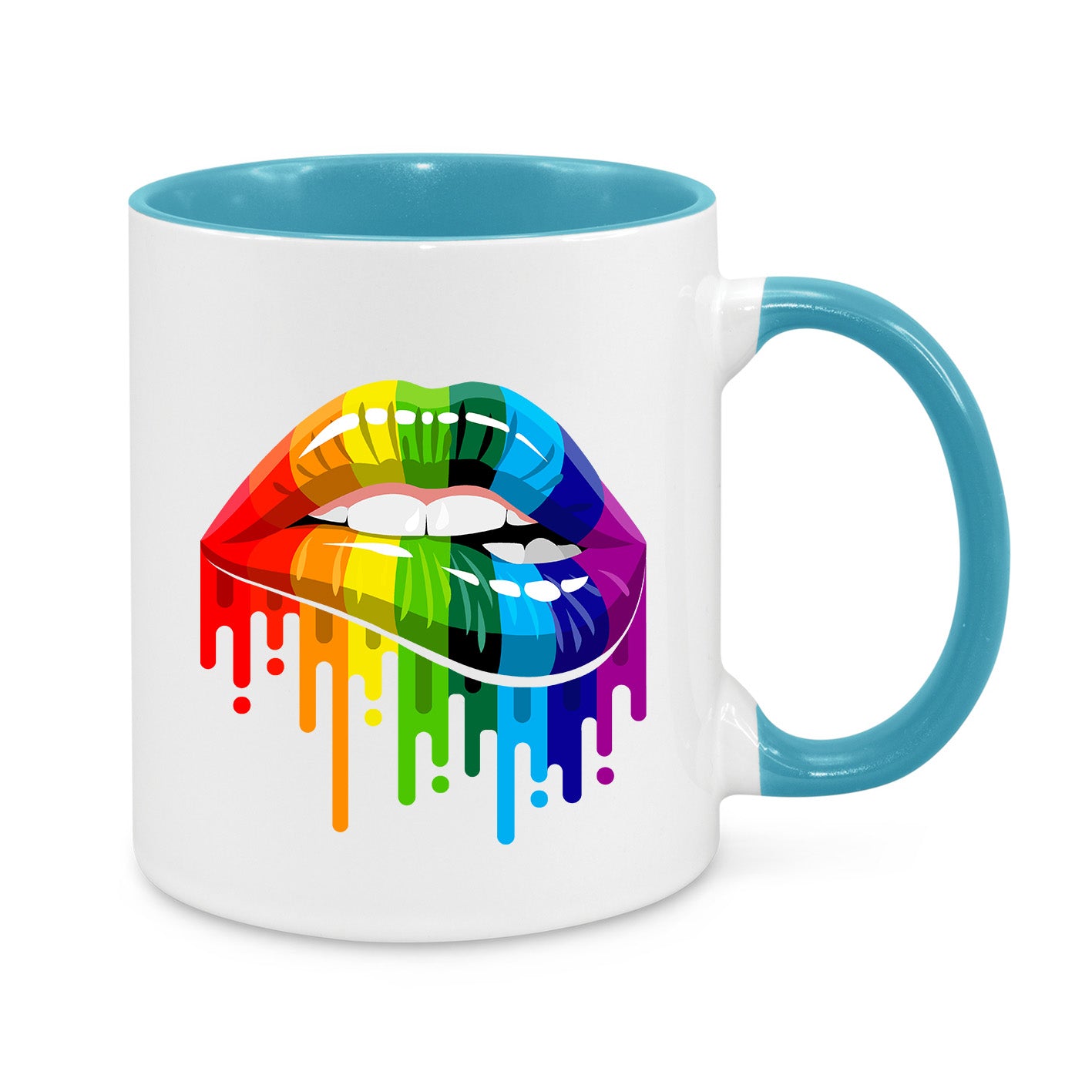 Rainbow Lips Mug – Vibrant LGBTQ+ Pride Coffee Cup – Colourful Drip Art Design