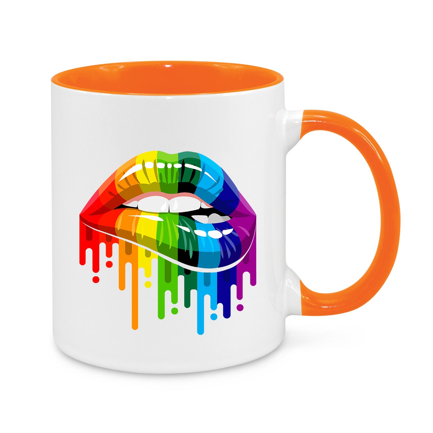 Rainbow Lips Mug – Vibrant LGBTQ+ Pride Coffee Cup – Colourful Drip Art Design