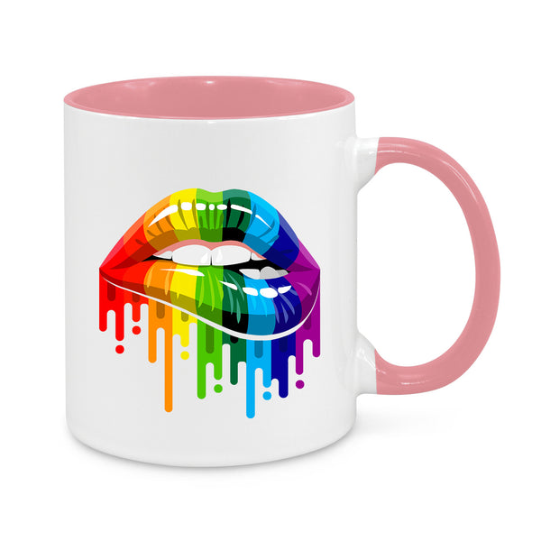 Rainbow Lips Mug – Vibrant LGBTQ+ Pride Coffee Cup – Colourful Drip Art Design