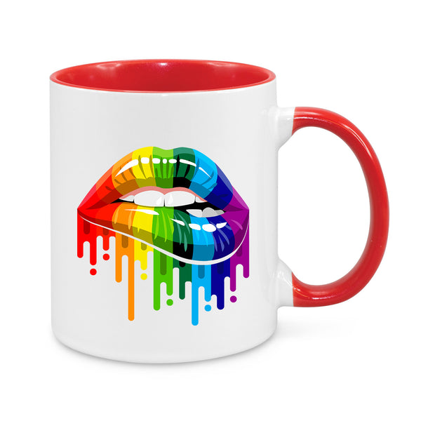Rainbow Lips Mug – Vibrant LGBTQ+ Pride Coffee Cup – Colourful Drip Art Design