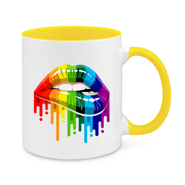 Rainbow Lips Mug – Vibrant LGBTQ+ Pride Coffee Cup – Colourful Drip Art Design