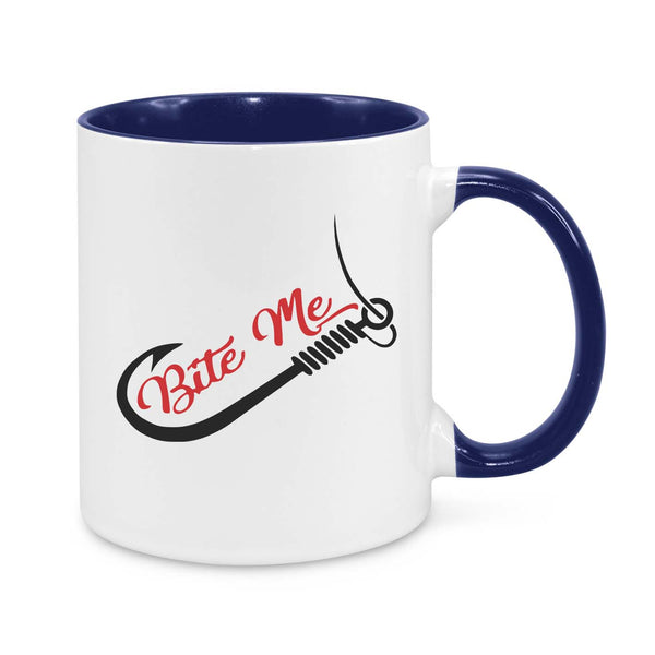Funny Fishing Coffee Mug - "Bite Me" Hook Design for Fishermen & Outdoor Lovers