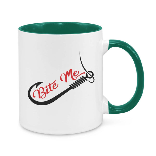 Funny Fishing Coffee Mug - "Bite Me" Hook Design for Fishermen & Outdoor Lovers