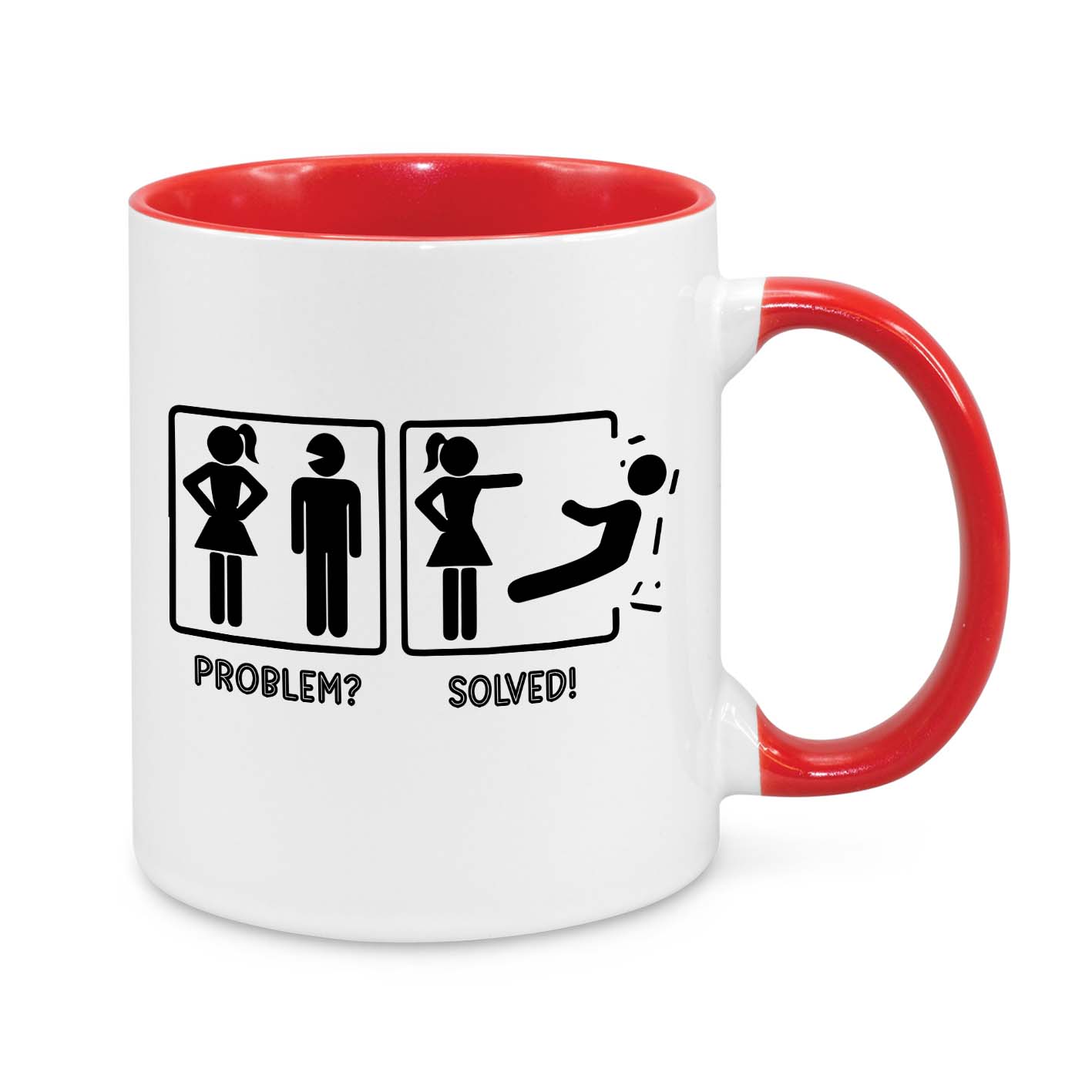 Funny Relationship Mug – Problem Solved Coffee Cup for Women & Couples