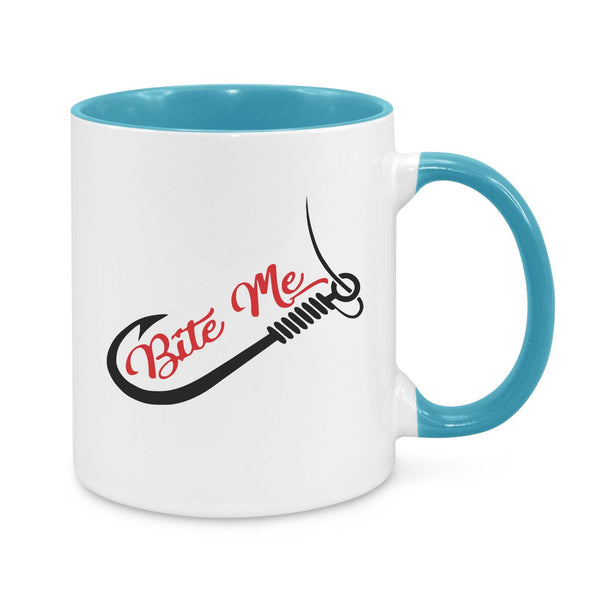 Funny Fishing Coffee Mug - "Bite Me" Hook Design for Fishermen & Outdoor Lovers