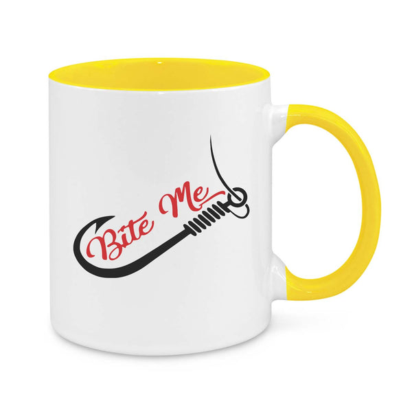 Funny Fishing Coffee Mug - "Bite Me" Hook Design for Fishermen & Outdoor Lovers