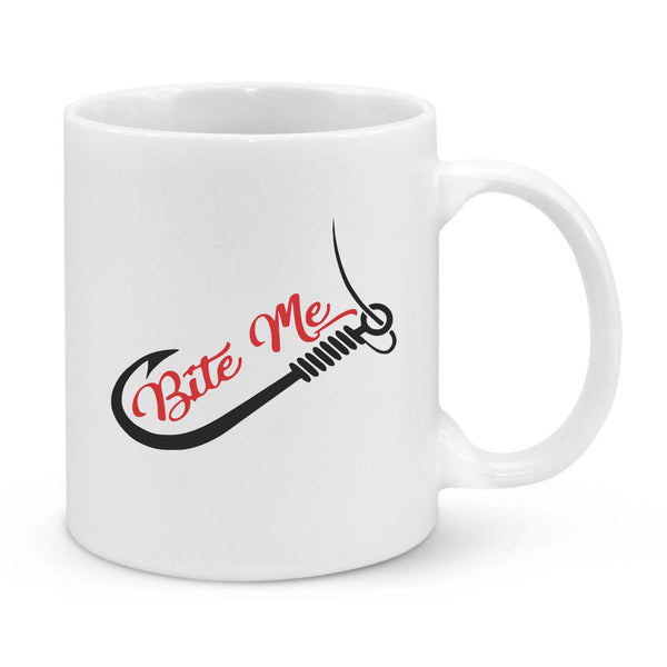 Funny Fishing Coffee Mug - "Bite Me" Hook Design for Fishermen & Outdoor Lovers
