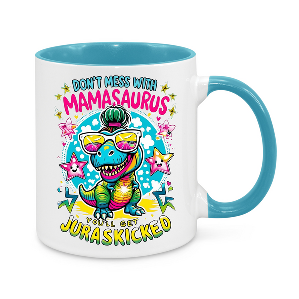 Funny “Don’t Mess With Mamasaurus” Mug – Colourful Dinosaur Design – Cool Gift for Mum with Attitude