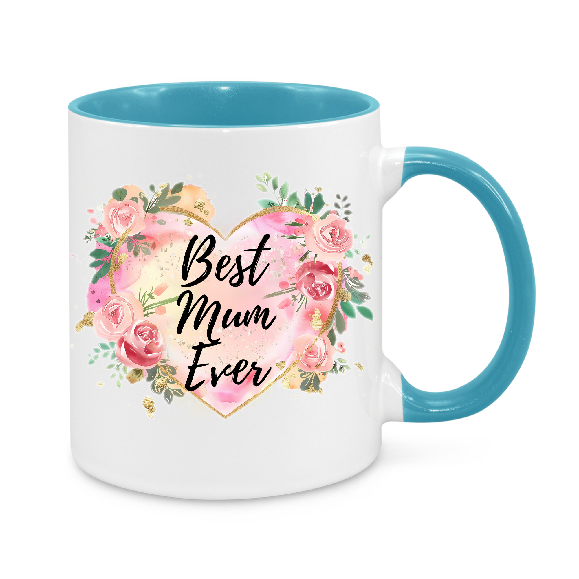 Best Mum Ever Floral Mug – Elegant Rose Heart Design – Thoughtful Mother’s Day or Birthday Gift for Mum