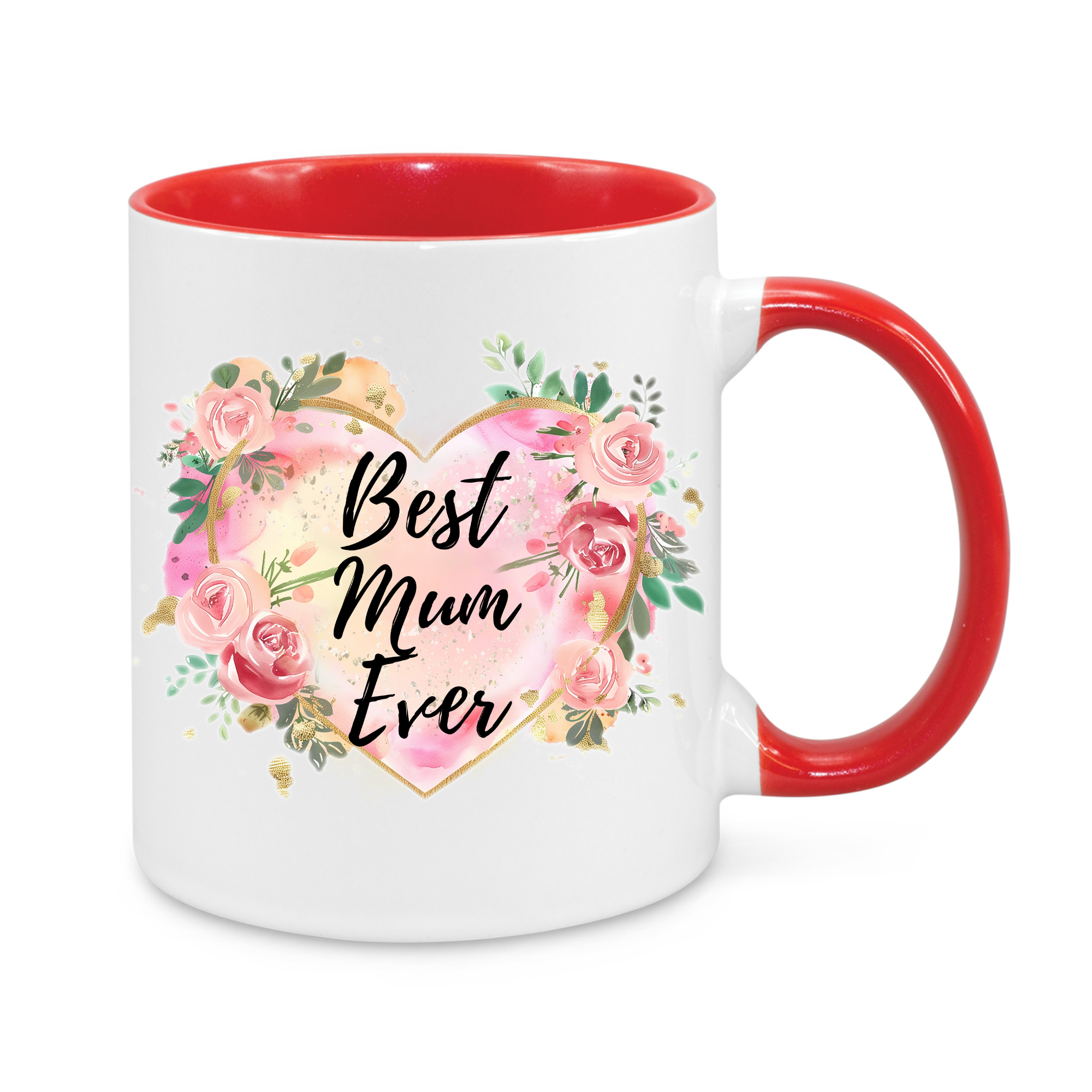 Best Mum Ever Floral Mug – Elegant Rose Heart Design – Thoughtful Mother’s Day or Birthday Gift for Mum