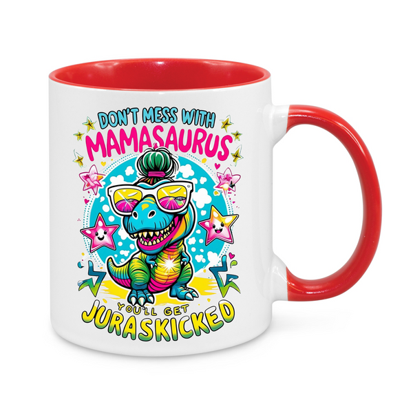 Funny “Don’t Mess With Mamasaurus” Mug – Colourful Dinosaur Design – Cool Gift for Mum with Attitude