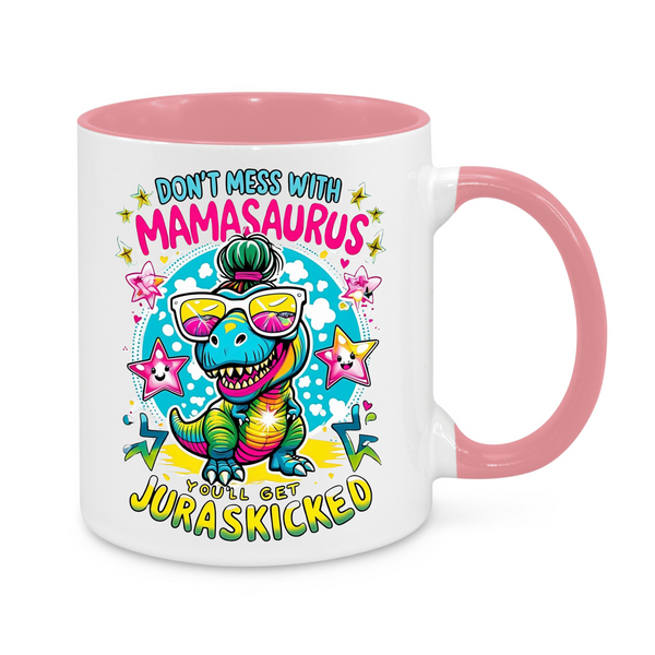 Funny “Don’t Mess With Mamasaurus” Mug – Colourful Dinosaur Design – Cool Gift for Mum with Attitude