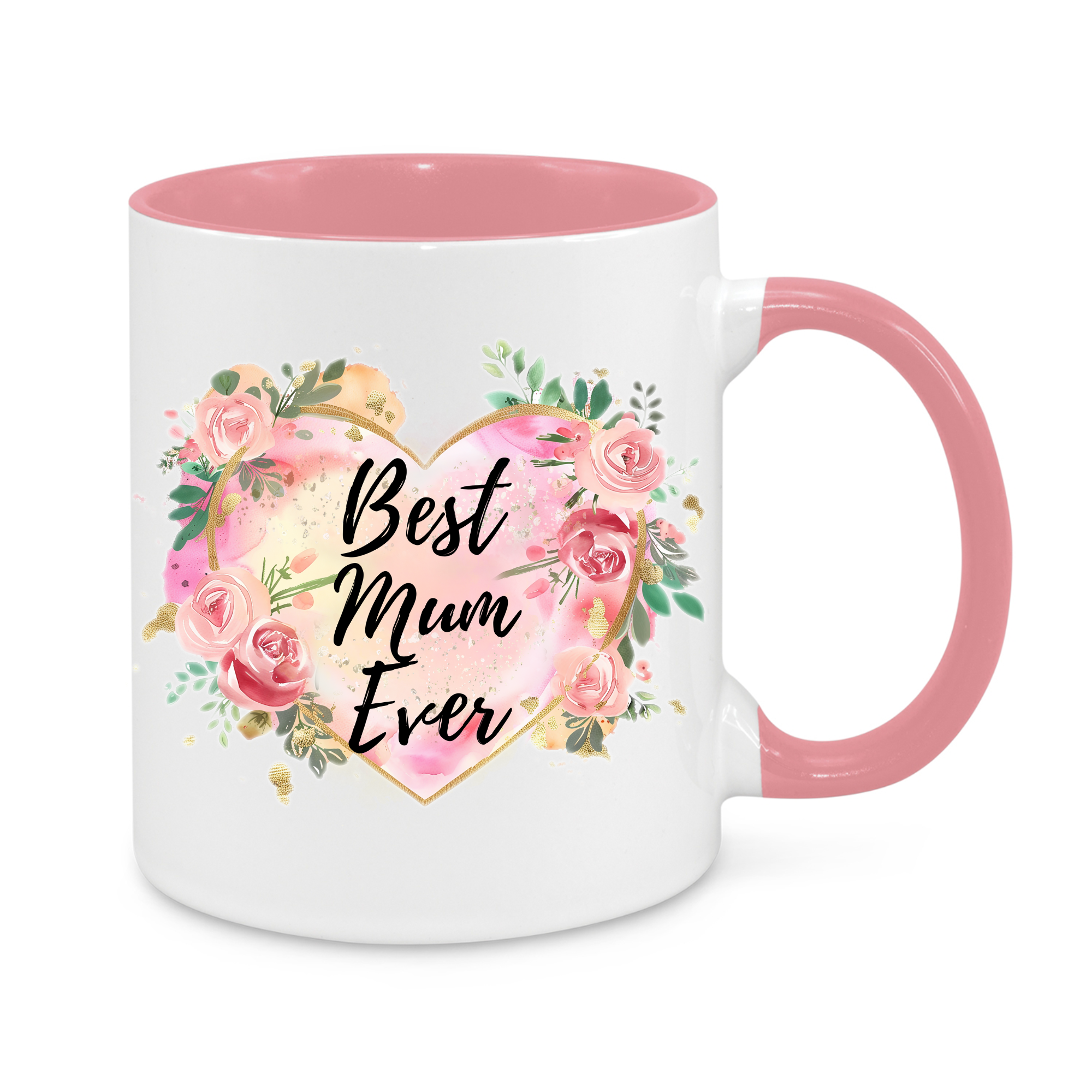 Best Mum Ever Floral Mug – Elegant Rose Heart Design – Thoughtful Mother’s Day or Birthday Gift for Mum