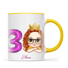 Personalised with Name & Custom Cartoon Face Birthday Mug – Kids Birthday Gift Cup with Balloon Age & Custom Character – Available in 11oz, 6oz & Enamel Options