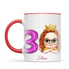 Personalised with Name & Custom Cartoon Face Birthday Mug – Kids Birthday Gift Cup with Balloon Age & Custom Character – Available in 11oz, 6oz & Enamel Options