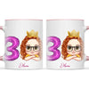 Personalised with Name & Custom Cartoon Face Birthday Mug – Kids Birthday Gift Cup with Balloon Age & Custom Character – Available in 11oz, 6oz & Enamel Options