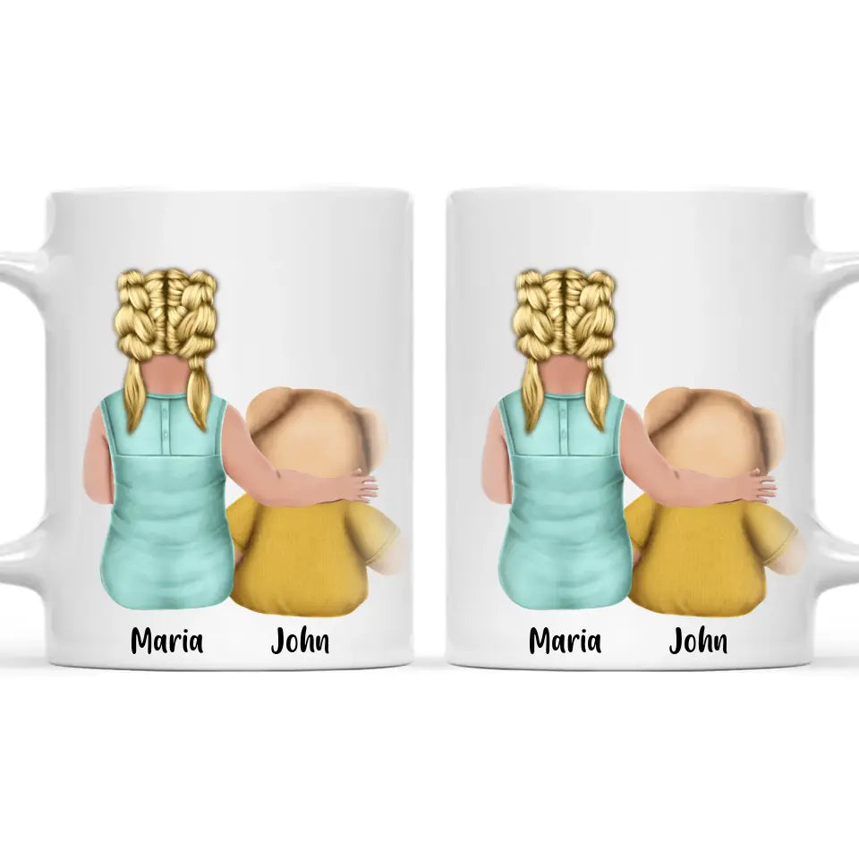Personalised Child & Teddy Bear Mug – Customisable Character & Teddy