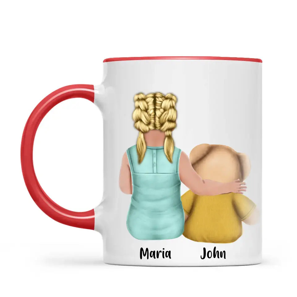 Personalised Child & Teddy Bear Mug – Customisable Character & Teddy