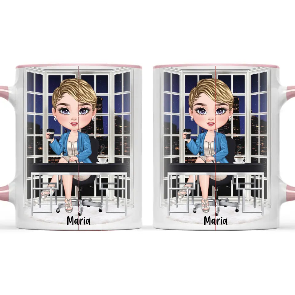 Personalised Business Woman Mug – Customisable Hair, Outfit & Name