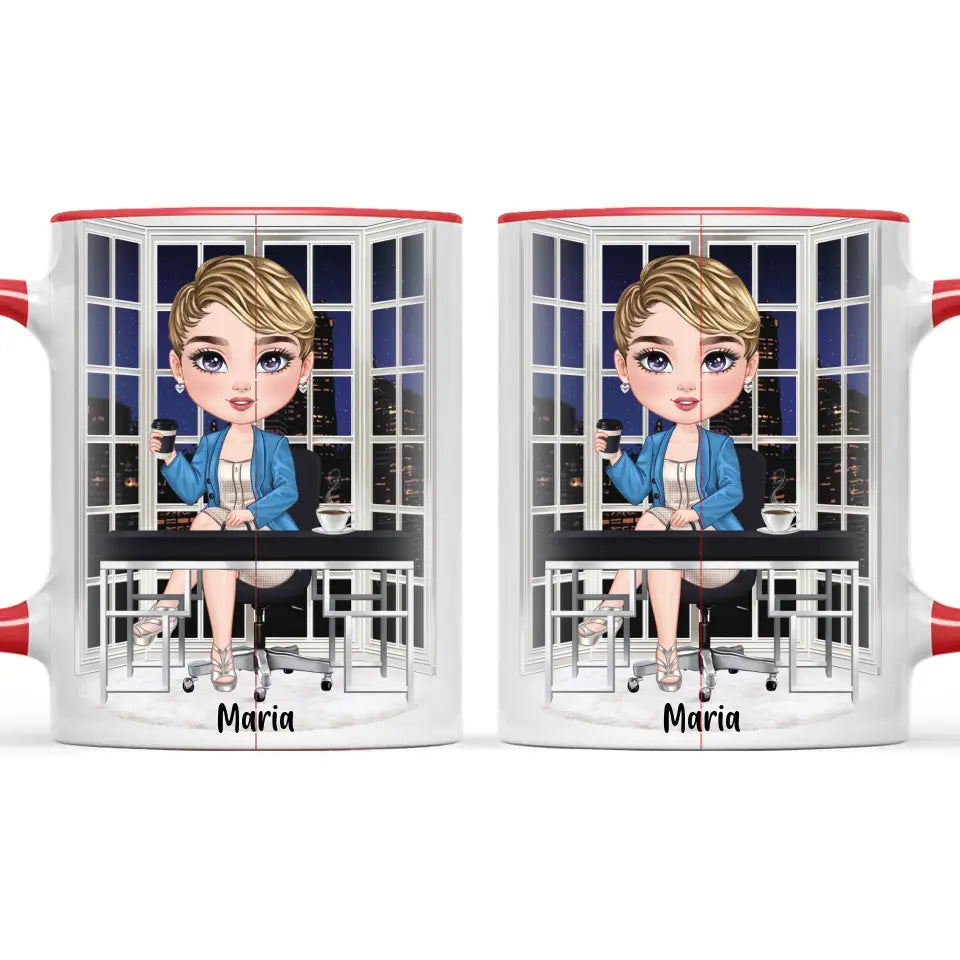Personalised Business Woman Mug – Customisable Hair, Outfit & Name